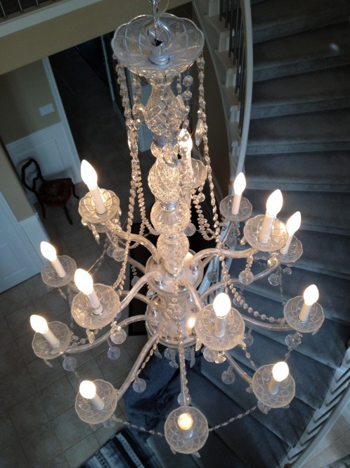 Richmond Chandelier Cleaning A Glass Act Result An Elegant Crystal Chandelier That Brought Big Smiles To Our Client All Light Bulbs Are Burning Brightly On The And Livingroom Has