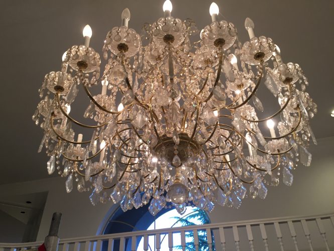 crystal chandelier before cleaning by A Glass Act