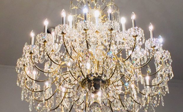 crystal chandelier cleaned by A Glass Act
