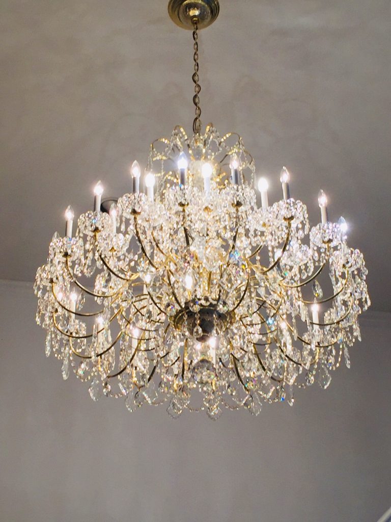 crystal chandelier cleaned by A Glass Act